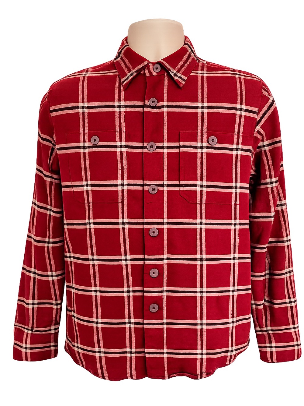 Wrangler Premium Quality Red Plaid Flannel Shirt 100% Cotton Button Up S